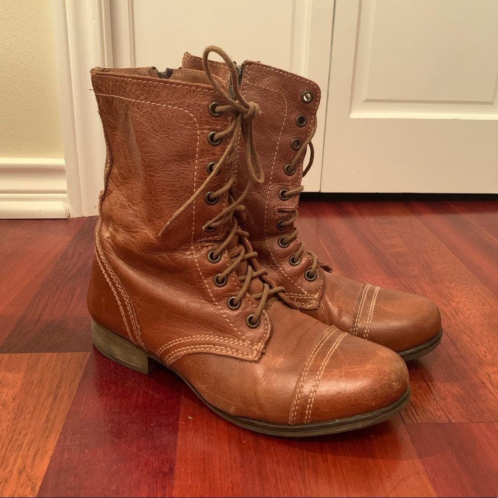 Brown Steve Madden combat boots
